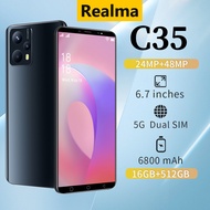 โทรศัพท์ Realma C35 5G ใหม่เอี่ยมสมาร์ทโฟน หน้าจอ 6.7นิ้ว（แรม16GB+รอม512GB）AMOLED กล้อง HD หน่วยความจําขนาดใหญ่ โทรศัพท์มือถือ เล่นเกม ดูหนัง มีเมนูภาษาไทย รองรับแอปธนาคาร ทำงานได้เร็ว ใส่ได้สองซิม ส่วนลดใหญ่ โทรศัพท์คาถูกๆ มือถือราคาถูกๆ