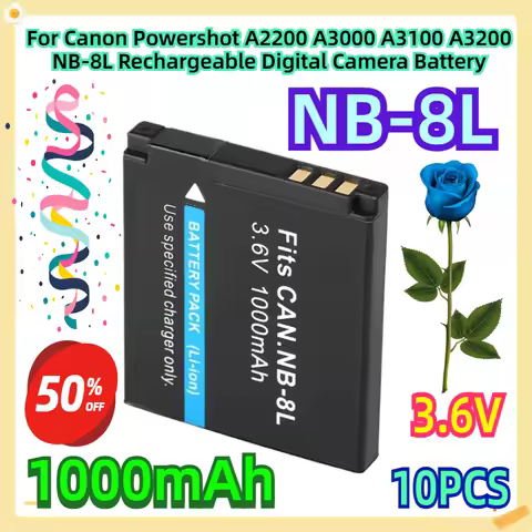 For Canon Powershot A2200 A3000 A3100 A3200 NB-8L Rechargeable Digital Camera Battery 3.6V 1000mah 1