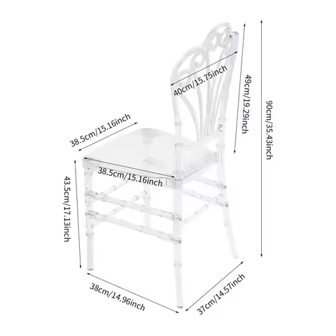 14.57* 14.96* 35.43in 4Pcs Clear Stacking Chairs, Clear Dining Chair for Hotels, Banquet Halls, Rest