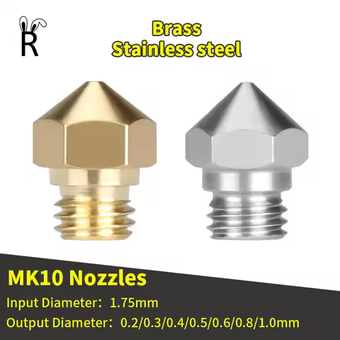 3D Printer Hotend Nozzle MK10 M7 Thread 0.2/0.3/0.4/0.5/0.6/0.8/1.0mm For 1.75mm Filament 3D Printer