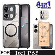 itel P65 Shockproof Phone Case for itel P65 P 65 ItelP65 Ceramic Screen Protector + With Magnetic Wi