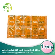 Hevit Plus 1 Strip x 10 Tablets - Multivitamin C 500 Mg, B1, B6, B12, E and Zinc