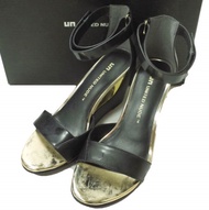 UNITED NUDE Bella II 踝帶坡跟皮涼鞋 36370002 36碼（23-23.5公分）黑色/金色 UN鞋 [全新] [二手] [UNITED NUDE]