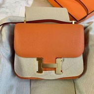 全新愛馬仕 Hermes mini constance 93 愛馬仕橙金扣 epsom