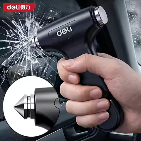 Deli 3-in-1 Portable Car Safety Hammer Car Emergency Escape Tool with Window Breaker & Seat Belt Cut