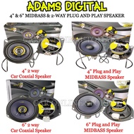 ADAMS DIGITAL 4"/6" INCH 2 Way Coaxial Plug and Play/MIDBASS Speaker for Perodua Myvi/Axia/Viva/Alza/Bezza/Aruz