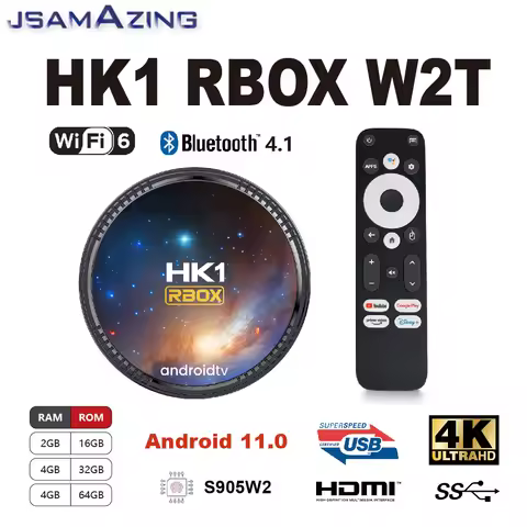 HK1 W2T Android 11.0 Smart TV BOX S905W2 Voice Remote ARM Cortex A53 2/4GB 16/32/ 64GB 8K 3D 2.4G/5G