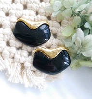 Vintage Jewelry 西洋古董飾品 MONET 復古摩登黑 針式耳環