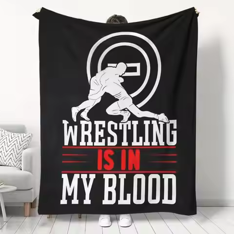 Wrestling Is In My Blood Theme Blanket Throw Sports Gift for Wrestler Fan Mens Womens Large 150x200c