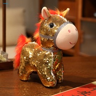 <spemall> Auspicious Meaning Toy Lifelike Pony Toy Handcrafted Zodiac Horse Doll with Traditional Au