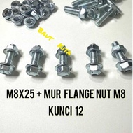 50/ 100 Pcs Flange Bolt Package M8x25Bolt + Flange Nut M8 Key 12 Bolt And Nut