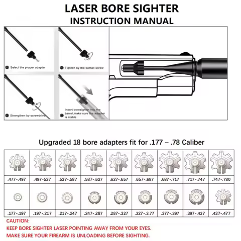 Rechargeable USB charging Laser Boresighter Kit With 18 Adapters .17 .177 .22 .22lr to .78 12GA Rifl
