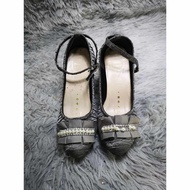Ankle Strap Ruffled Toe Heels