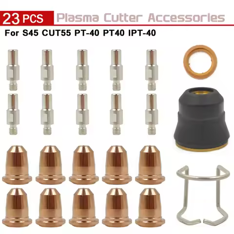 23Pcs Plasma Compatible Trafimet S45 Torch Electrode PR0110 Tip 0.8/1.0mm PD0116 Shield Cup PC0116 D