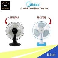 *NEW 2026* Midea Table Fan 3 Speed Blade 12" MF-12FT16JC (Black) /MF-12FT17NB (White)