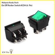 Rocker Switch KCD4 Sw-600PL 6Pin On Off 16A 250VAC Red/Yellow/Green With Neon Light