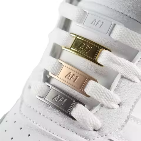 Flat Athletic Shoelaces for AF1 with 1 Pair Shoe Lace Mental Tag Charms Original Replacement Shoe La