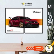 Civic TYPE-R FK8 Frame Poster (2 Pcs) Art Board | Aesthetic Wall Decoration Block Frame