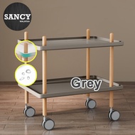 SANCY 2 Layer Danish Trolley Small Bedside Table Simple Mini Solid Wood Coffee Table - Fulfilled by 