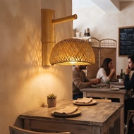 Lampu Dinding Cantik Wall Lamp Wireless or Wiring Battery Wall Lamp Battery Rattan Wall Lamp Lampu D
