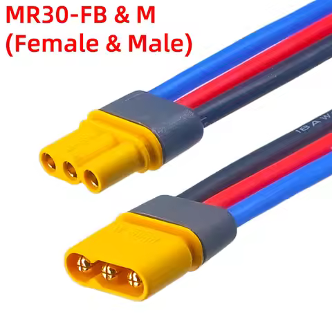 Original Amass MR30 3-Core15A Male Female Pair Plug, Lithium Battery Banana Plug Connector for RC Dr