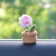 1PCS Funny Mini Positive Roses, Cute Positive Rose Crochet, Flower Pot Handmade Crochet Desk Decoration