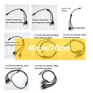 18awg 22awg DC 1 Female to 2 3 4 5 way Male connector Power Supply Splitter Plug adapter Cable cord 