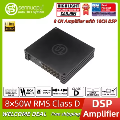 Sennuopu HIFI-K10 8-Channel Car Amplifier Integrated 10-Channel DSP Processor, HIFI Car Audio Sound 
