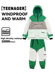 VECTOR MOTION 帶罩頭半拉鍊滑雪外套和長褲的套裝,男女皆宜。防風、防水,反光條紋,耐用、透氣、彈性、輕便和溫暖的biopile面料,適用於高山和滑雪。
