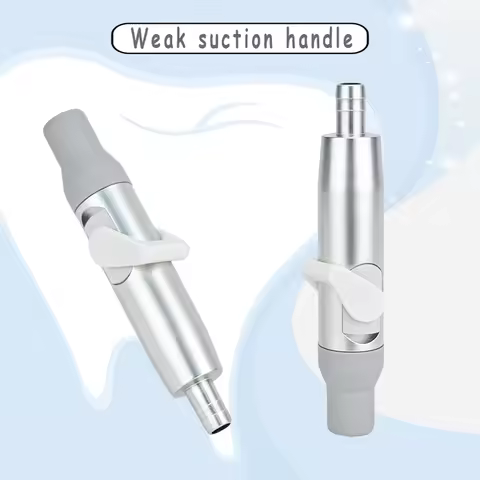 2pcs Dental Weak Suction Handle Saliva Ejector with Gray Silicone Sleeve and Tip Adaptor Dental Tool