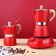 [พร้องส่ง] เครื่องชงกาแฟ Italy Moka Pot COFFEE อลูมิเนียม คุณภาพเดียวกับของอิตาลี (ด้ามจับลายไม้)  Mocha Espresso 300 มล. - 6 ถ้วย 150 มล. - 3 ถ้วย
