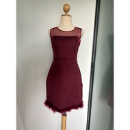 Short Dress Red Party Feather