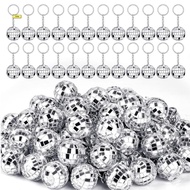 50Pcs Mini Disco Ball Keychain, Mirror Disco Ball Bulk Keyring Party Favors for 70s 80s Disco Party 