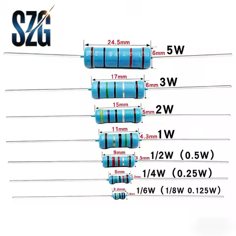 100Pcs/Lot 0.25W Carbon film Resistance 1/4W 1% Metal film Resistor 10R 150R 1K 22K 100K 3M 4.7M 5.6