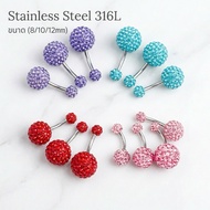 Genuine Crystal Navel Piercing (Stainless Steel 316L) Premium Quality No Peeling Blackening Choose 3