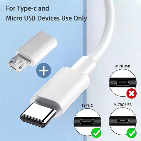 Type C and Micro USB Wall Charger White Power Cable 5V 1.5A US Adapter for Android DC 5 Volt Devices