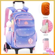 beg sekolah perempuan beg sekolah roda Children's elementary school student trolley schoolbag women'
