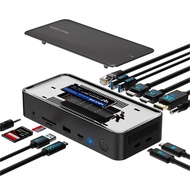 WAVLINK USB C Docking Station 3 Monitors, 13 in 1 USB C Hub with 5Gbps M.2 PCIe/SATA SSD Enclosure, 