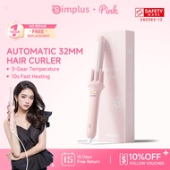 Simplus Pink 32MM Automatic Hair Curler | Curling Iron | Long Lasting | Big Curls Loose Waves | Hair