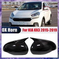 [P K A M] 1Pair Car Rearview Mirror Housing OX Horn Trim Cover for KX3 2015-2019 Side Door Mirror Co