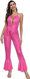 70s Disco Outfit Costume for Women Sequin Dancing Queen Jumpsuit 60s 70s Halloween Party Attire with Accessories