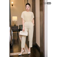 Quần công sở nữ màu kem đậm dáng baggy SIXDO (Dark Cream Woven Baggy Pants)