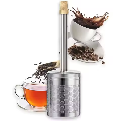 Stainless Steel Press Coffee Maker Reusable Fine Mesh Coffee Tea Infuser Portable Final Press Coffee
