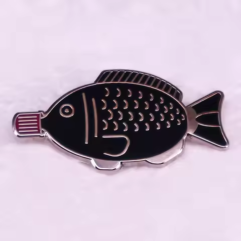 Sushi Soy Sauce Fish badge Enamel Pin Fish shaped soy sauce bottle brooch kawaii jewelry Backpack De