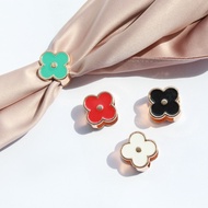 Fashion Simple New Double Sided Clover Scarf Ring Alloy Needle Women's Accessories