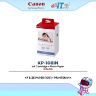 Canon KP-108IN SELPHY Genuine Ink Cartridge & Photo Paper Set for Canon Compact Photo Printer 4R 108