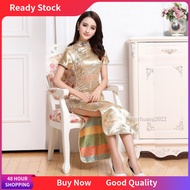 Cheongsam silk satin shinny short sleeve soft qipao elegant dinner dress cheongsam Muslimah ceongsam