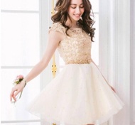 全新 現貨 小晚宴晚禮服 晚裝 evening dress 鏤紋珠珠連身裙 顯瘦 晚裝 高貴晚裝 elegant dress 聖誕晚裝 Christmas