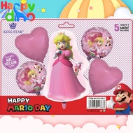 Mario Princess 5 in 1 Foil Balloon Set Child Kids Birthday Party Decoration Happy Dino Party Needs
