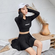 Swimsuit Baju Renang Import Black Crop Rashguard USRONNIE Highwaist
